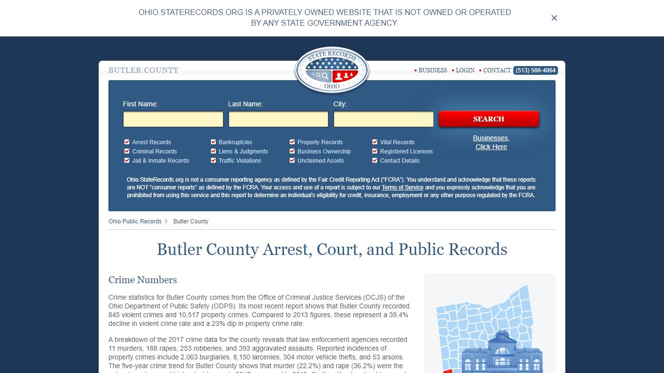 Butler County Arrest, Court, and Public Records